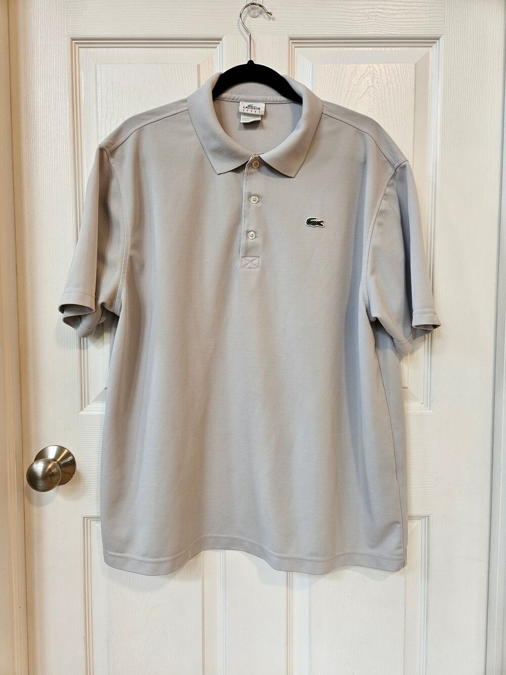 Lacoste Sport Polo Shirt Mens Size 7 XL Light Gray Short Sleeve Classic Croc
